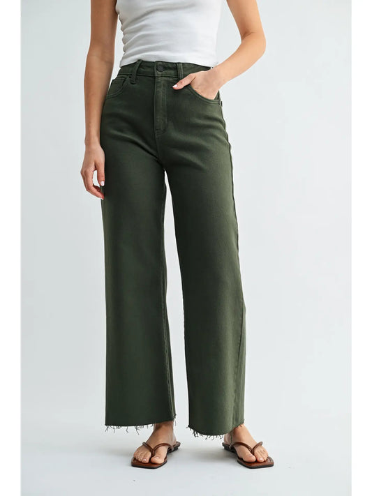 Dark Olive Wide Leg Jeans
