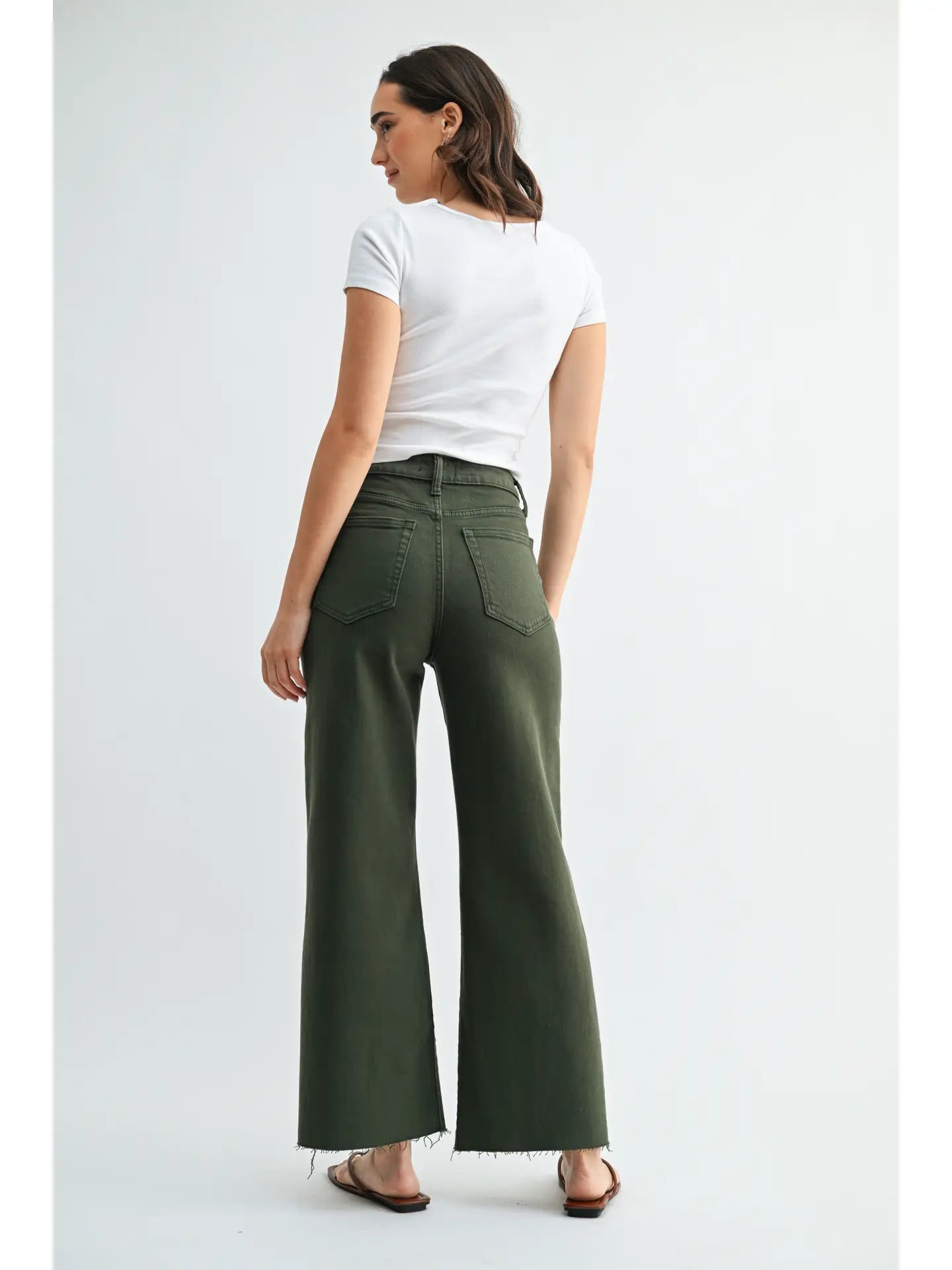 Dark Olive Wide Leg Jeans