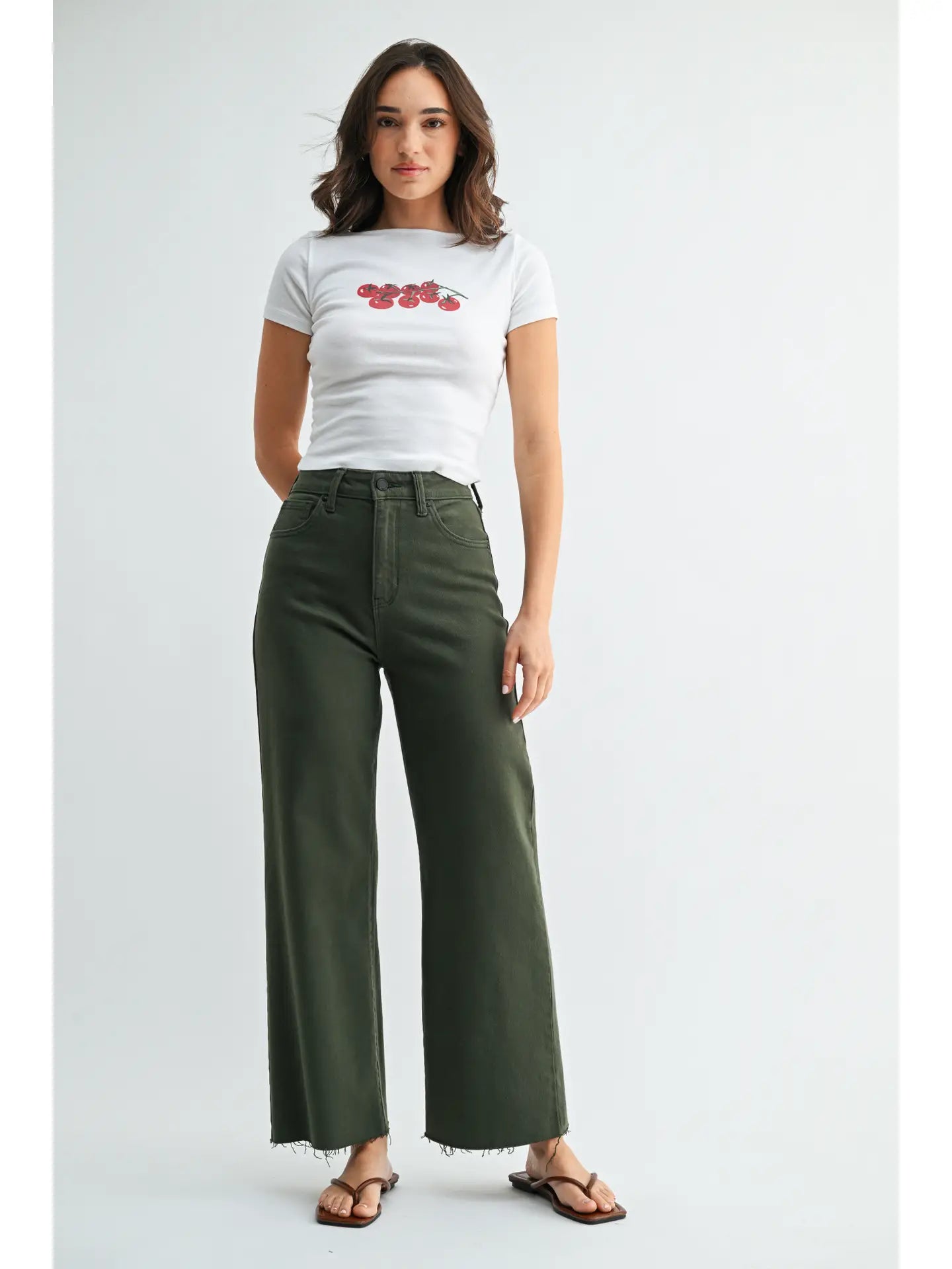 Dark Olive Wide Leg Jeans
