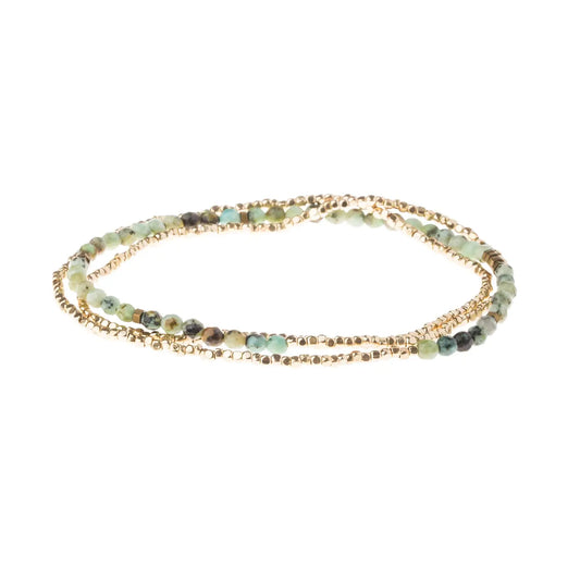 Delicate Stone African Turquoise Wrap Bracelet/Necklace