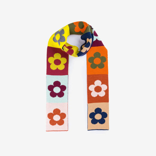 Desert Flower Block Skinny Knit Scarf