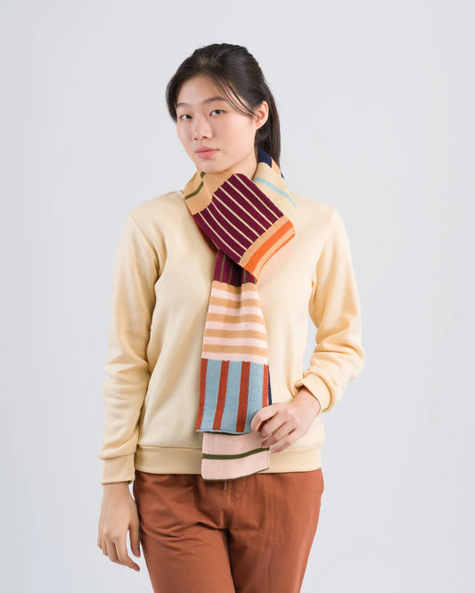 Desert Patchwork Stripe Skinny Scarf