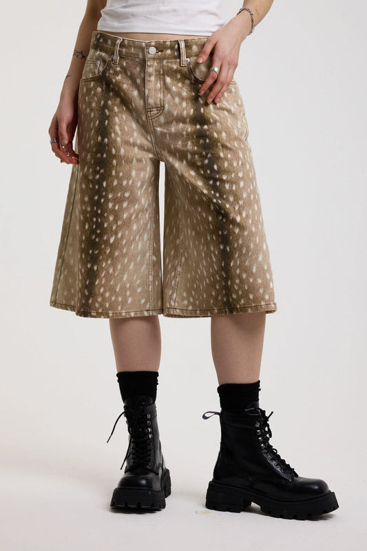 Doe Fawn Print Jorts by Ragged Priest