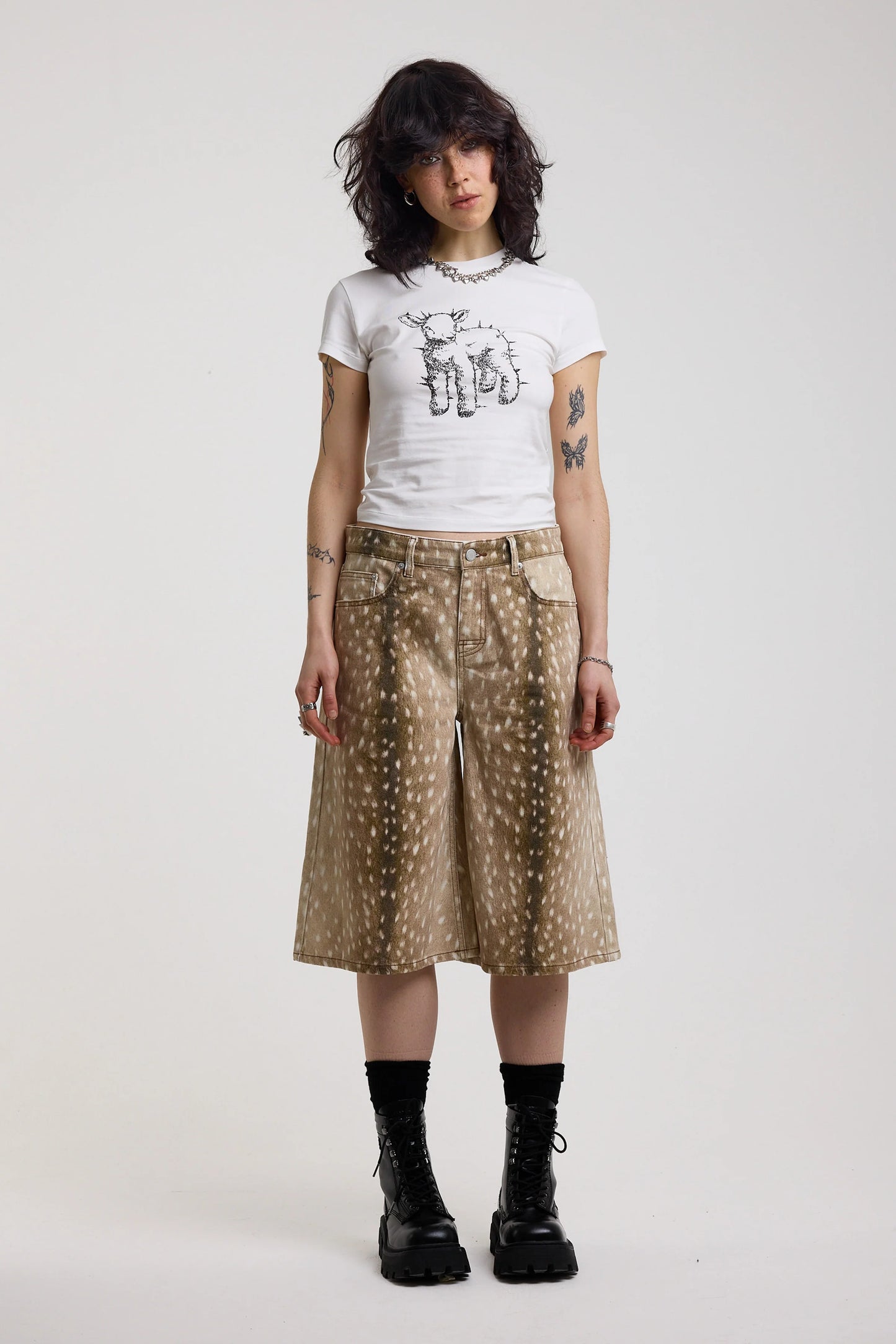 Doe Fawn Print Jorts by Ragged Priest
