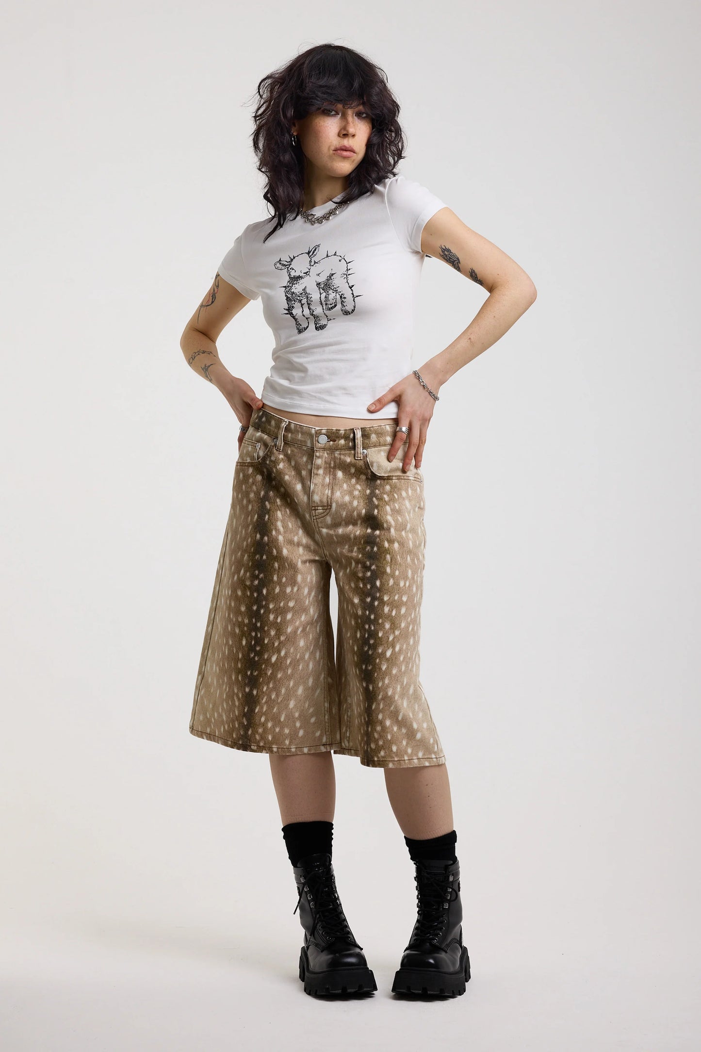 Doe Fawn Print Jorts by Ragged Priest