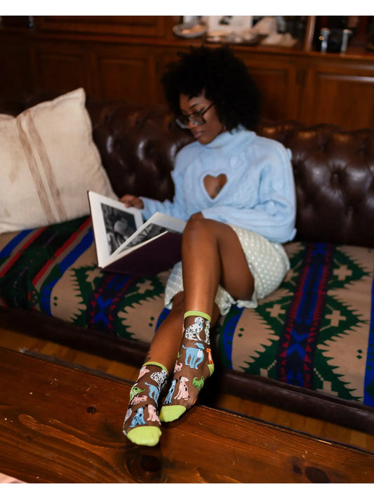 Dopamine Dogs Black Sheer Crew Socks