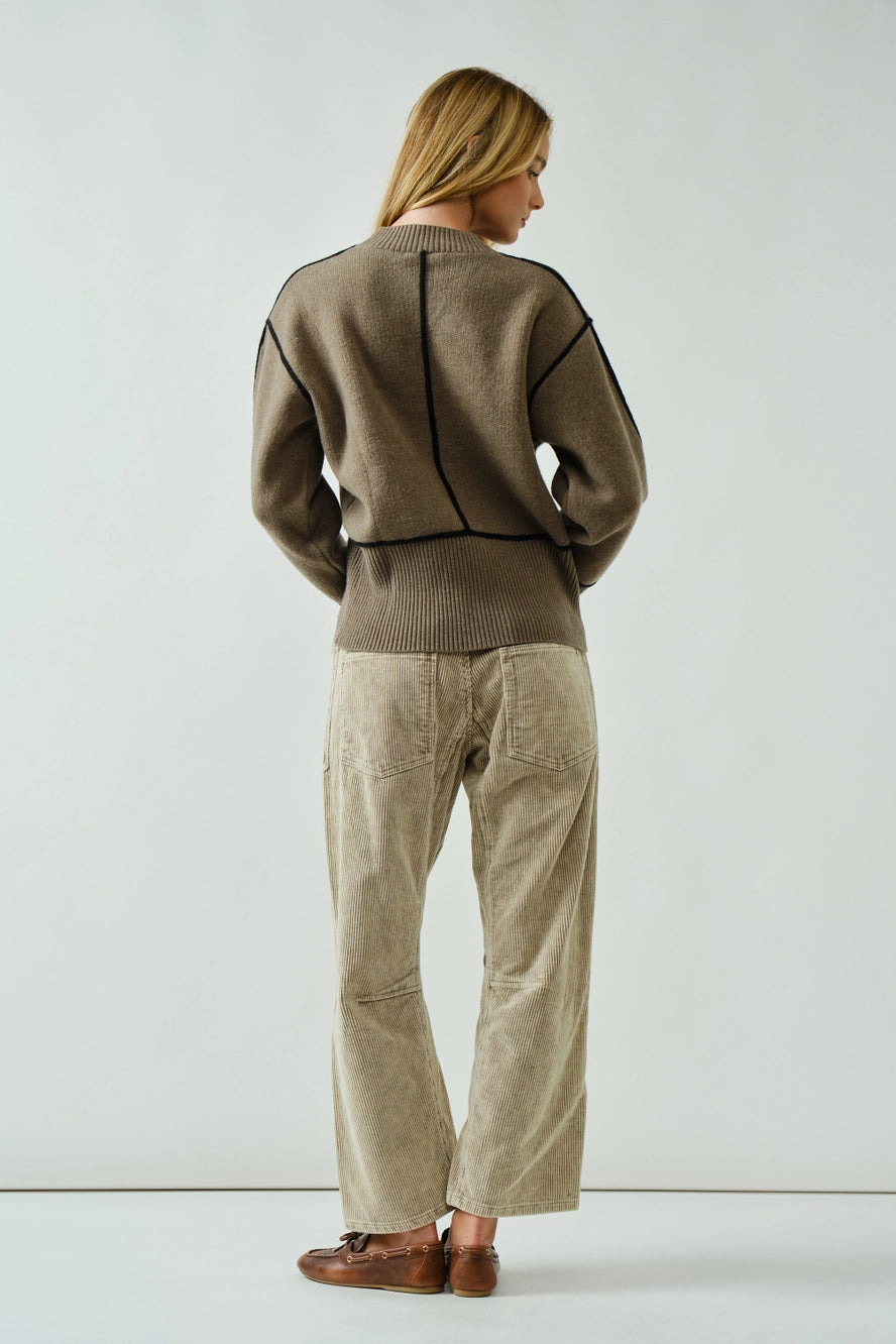 Dove Barrel Corduroy Pants with Eyelet Waist