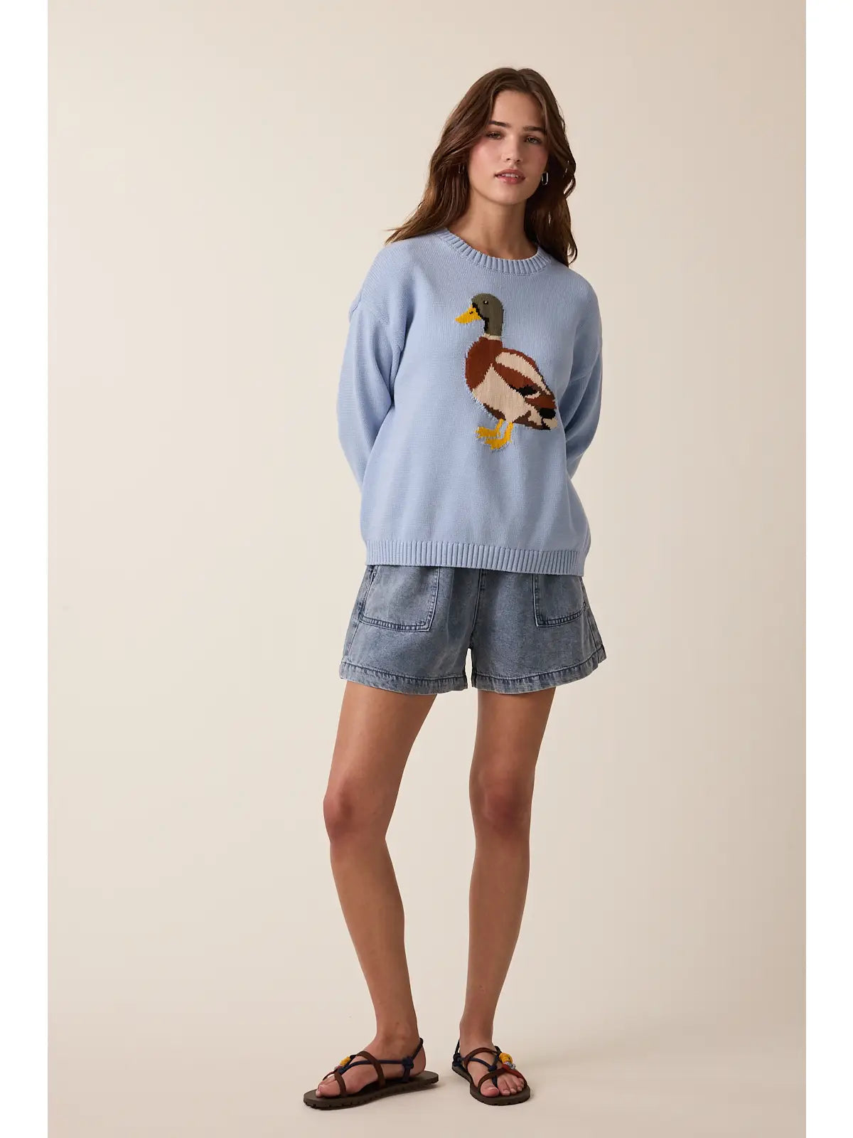 Dusty Blue Mallard Duck Sweater
