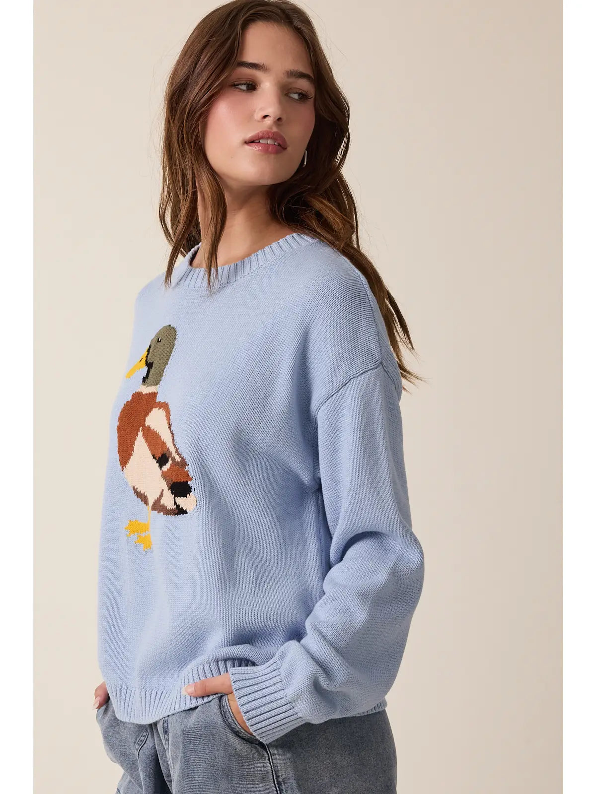 Dusty Blue Mallard Duck Sweater
