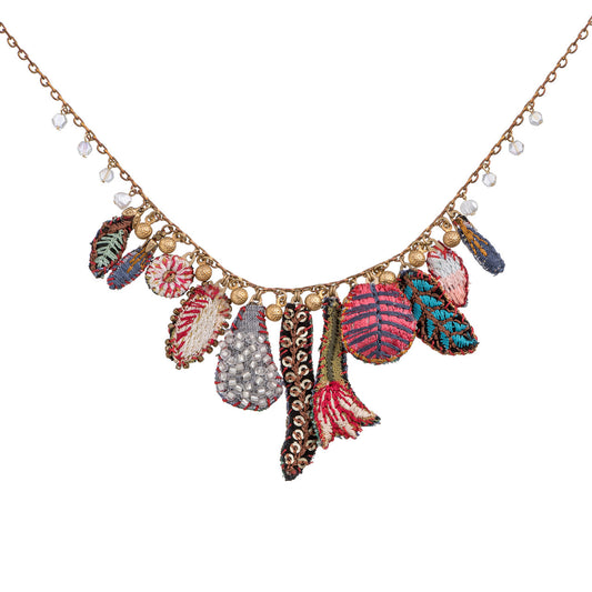 Embroidered Garden Flower Frenzy Necklace