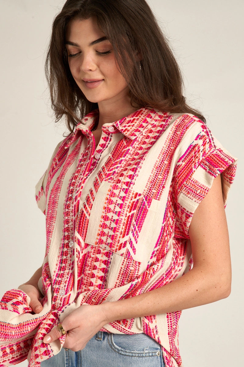 Pink & Ivory Embroidered Top