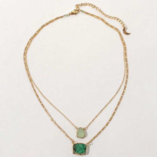 Emerald Sea Necklace-Druzy Quartz & Emerald