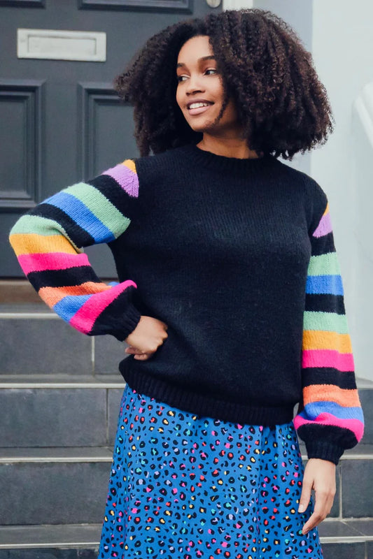 Black Rainbow Sleeve Essie Sweater