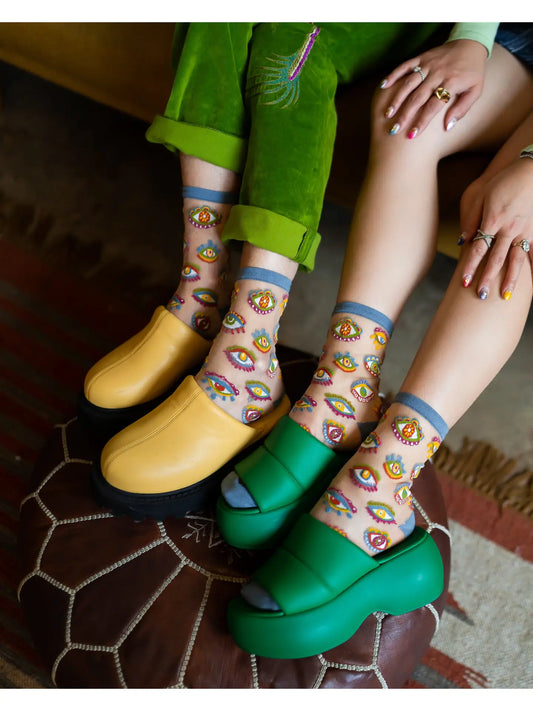 Evil Eye Sheer Crew Socks