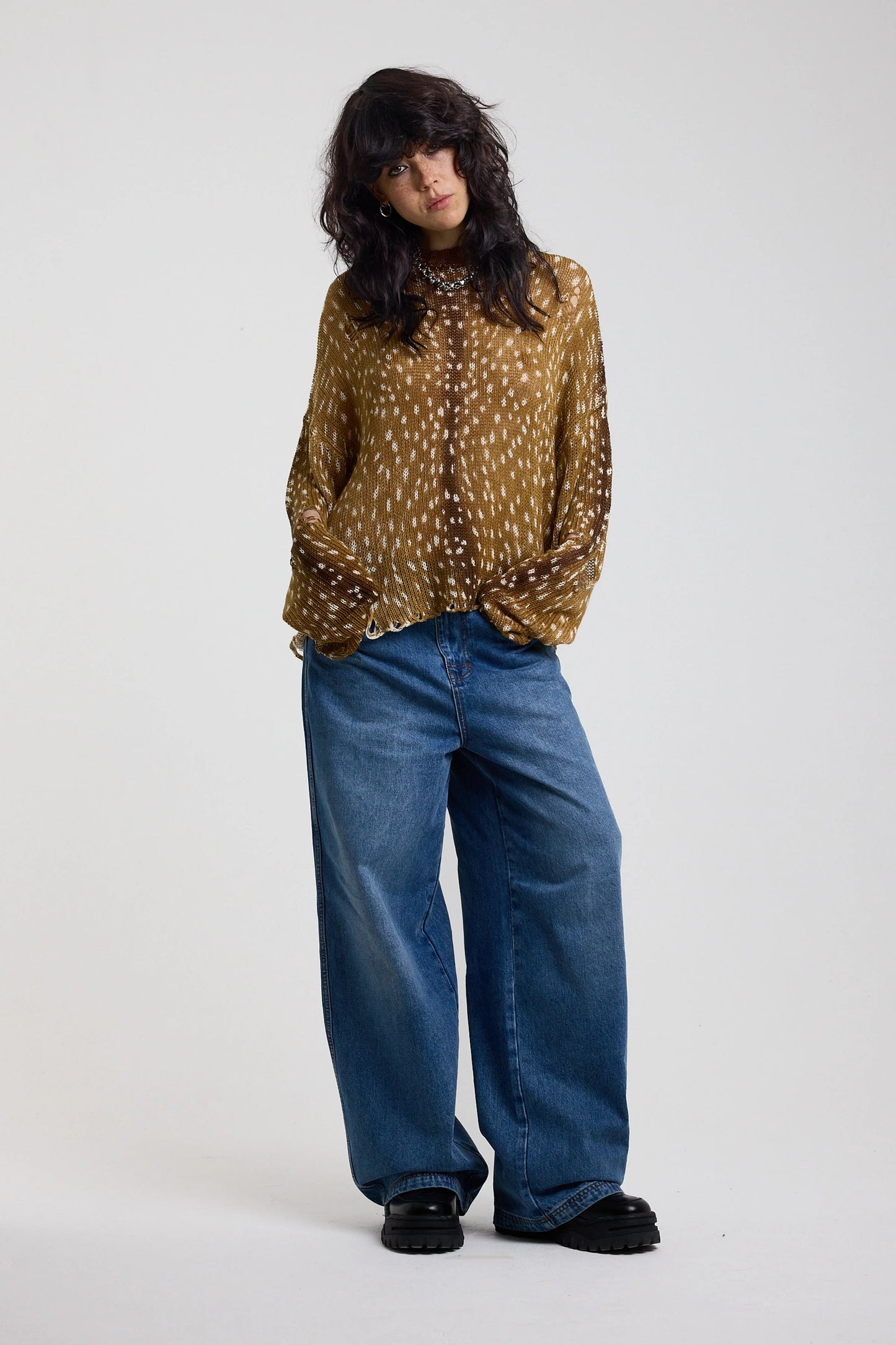Fawn Distressed Sweater by Ragged Priest