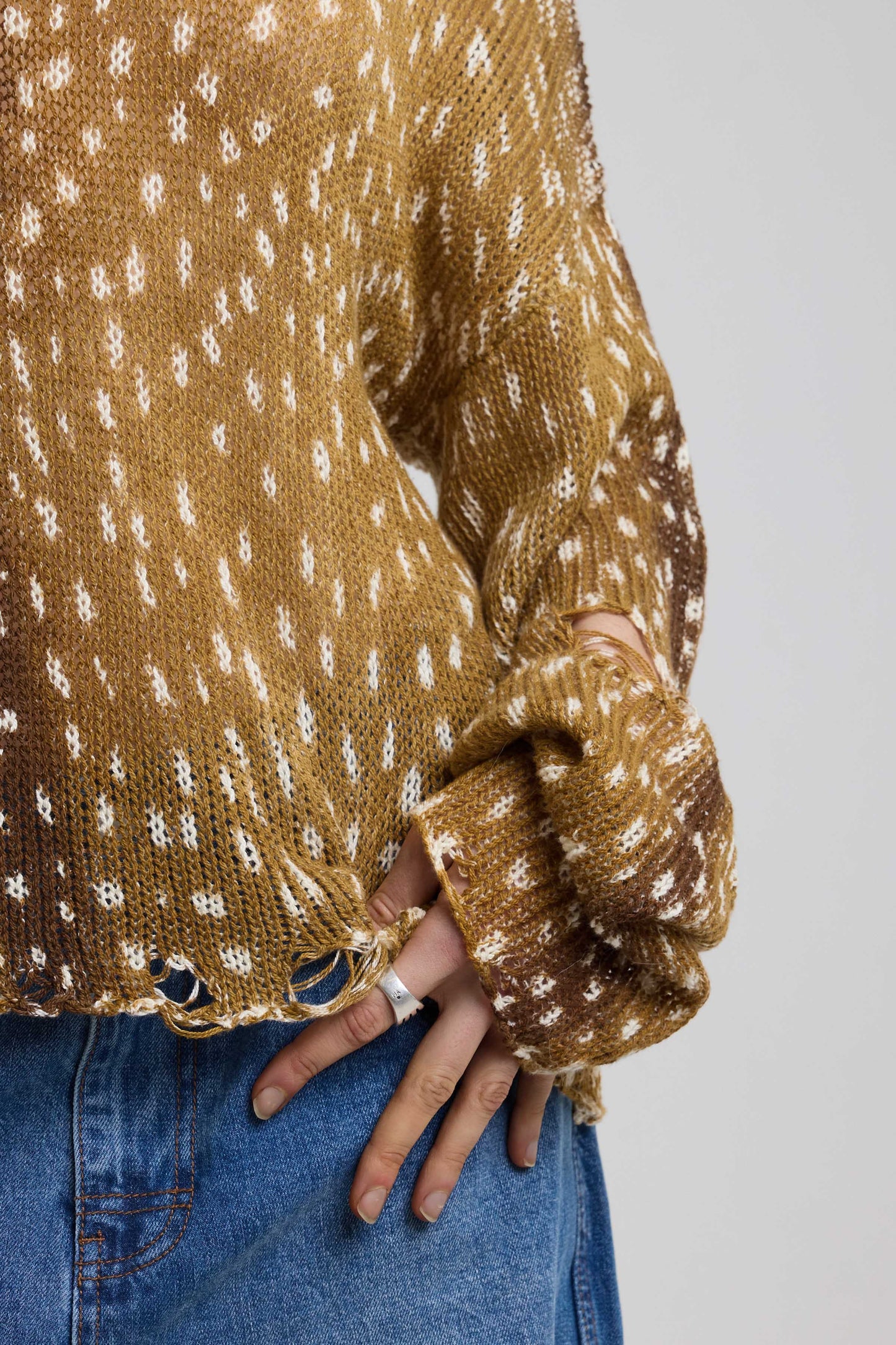 Fawn Distressed Sweater by Ragged Priest