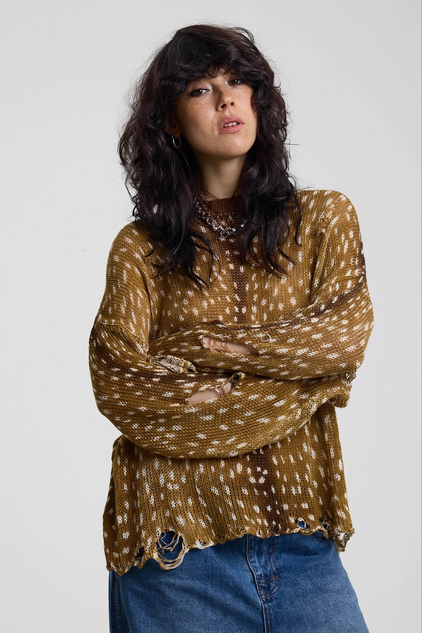 Fawn Distressed Sweater by Ragged Priest