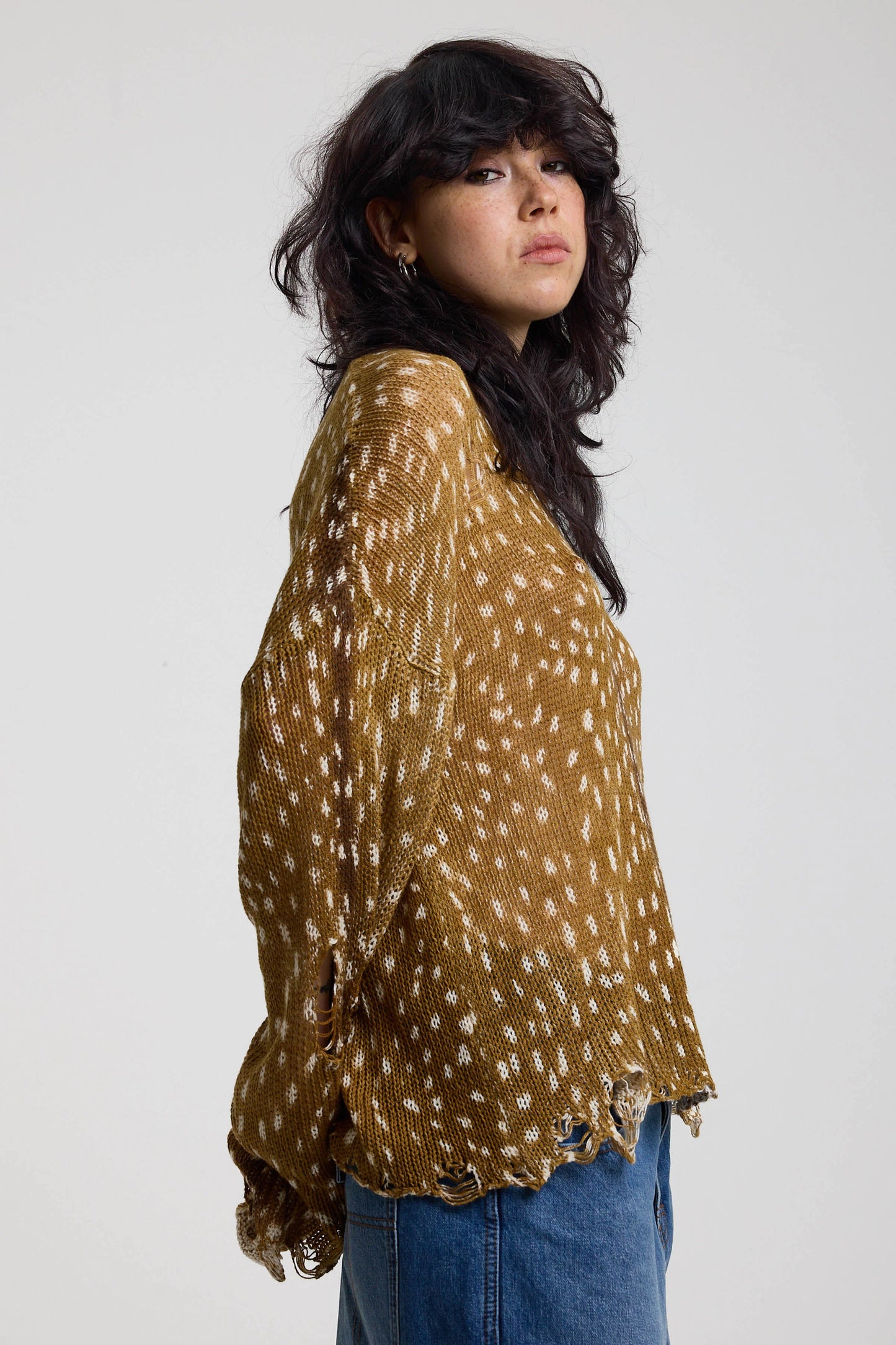 Fawn Distressed Sweater by Ragged Priest