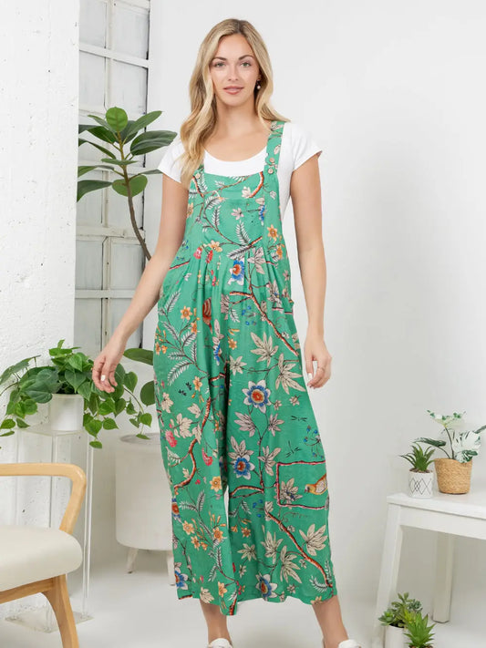 Floral Birds Print Overall