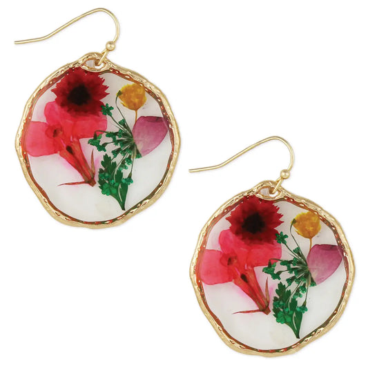 Large Circle Bouquet Dried Flower Earrings