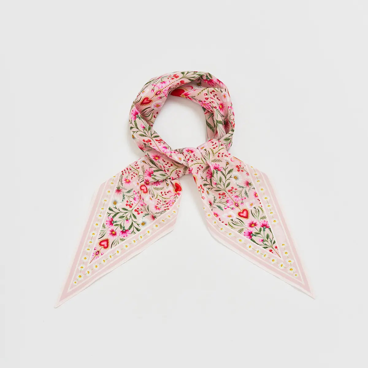 Floral Heart Pink Triangle Scarf by Fable England