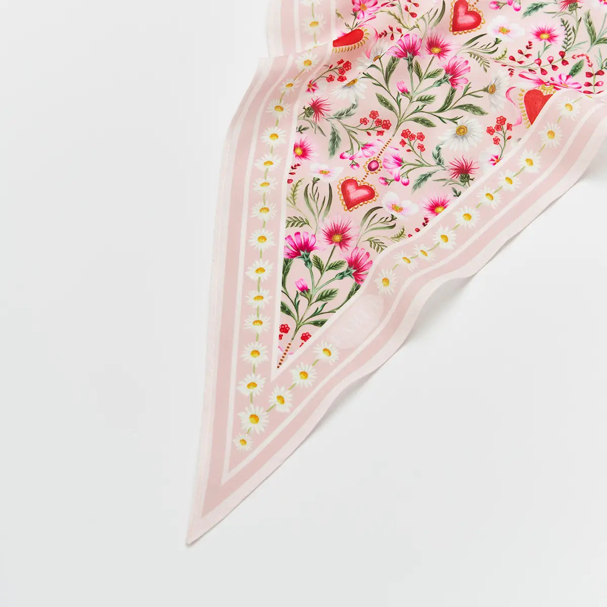 Floral Heart Pink Triangle Scarf by Fable England