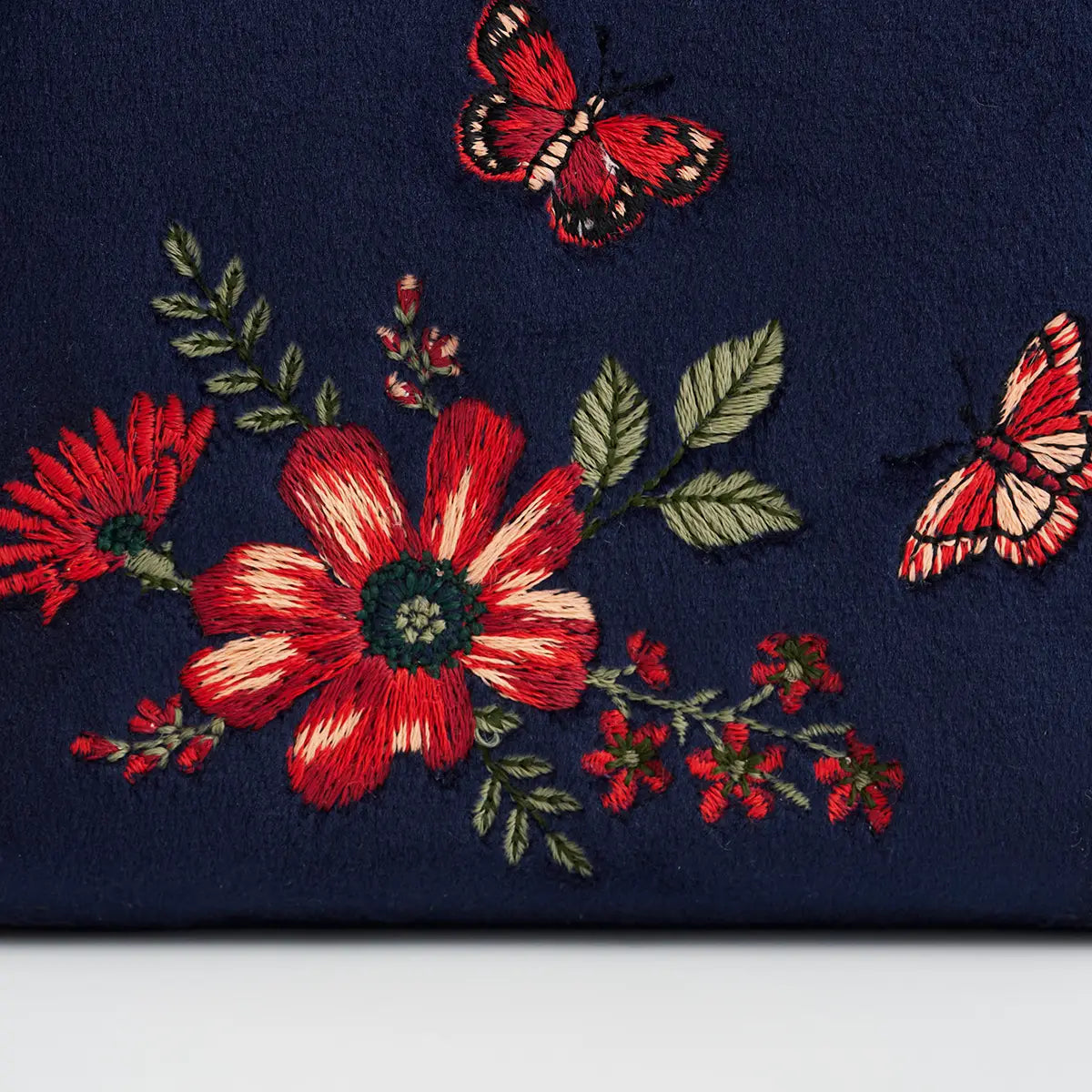Floral Navy Velvet Wallet by Fable England