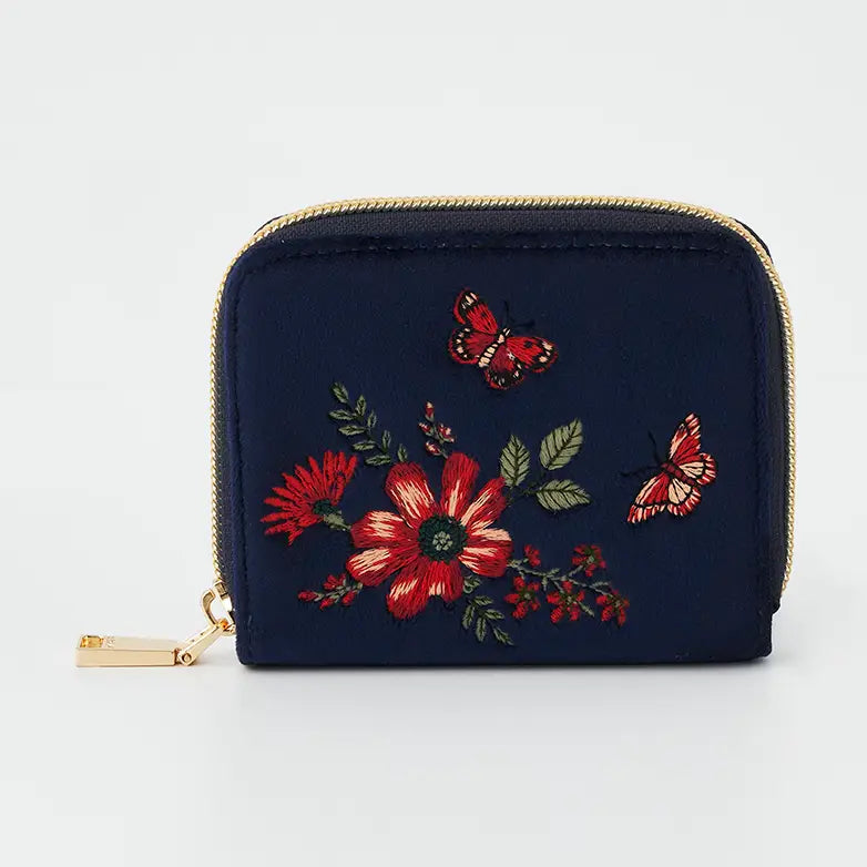 Floral Navy Velvet Wallet by Fable England