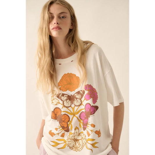Flower Butterfly Oversize Tee