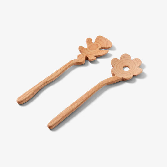 Flowers S/2 Serving Friends Spoons