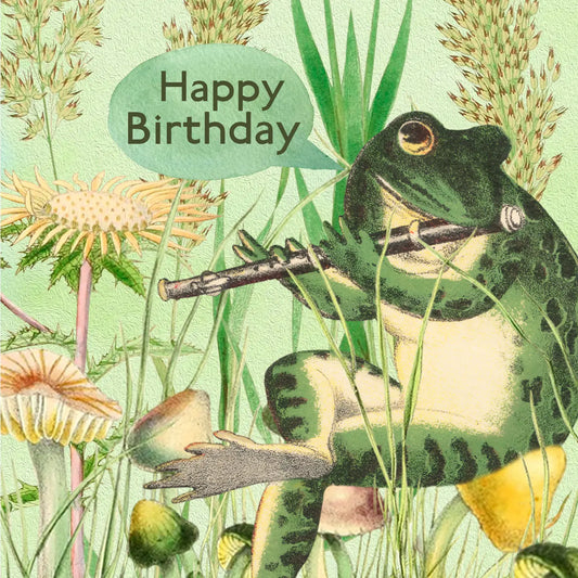 Flute Frog Birthday Card