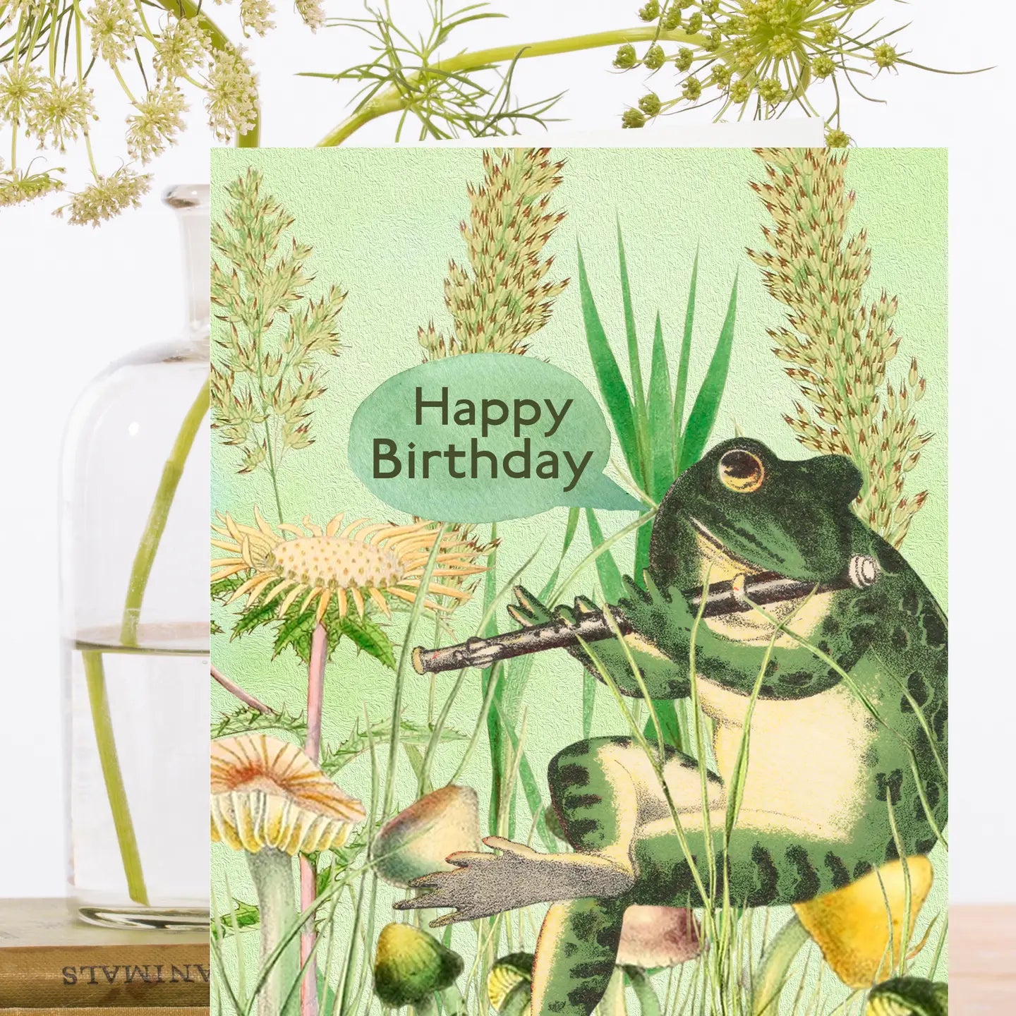 Flute Frog Birthday Card