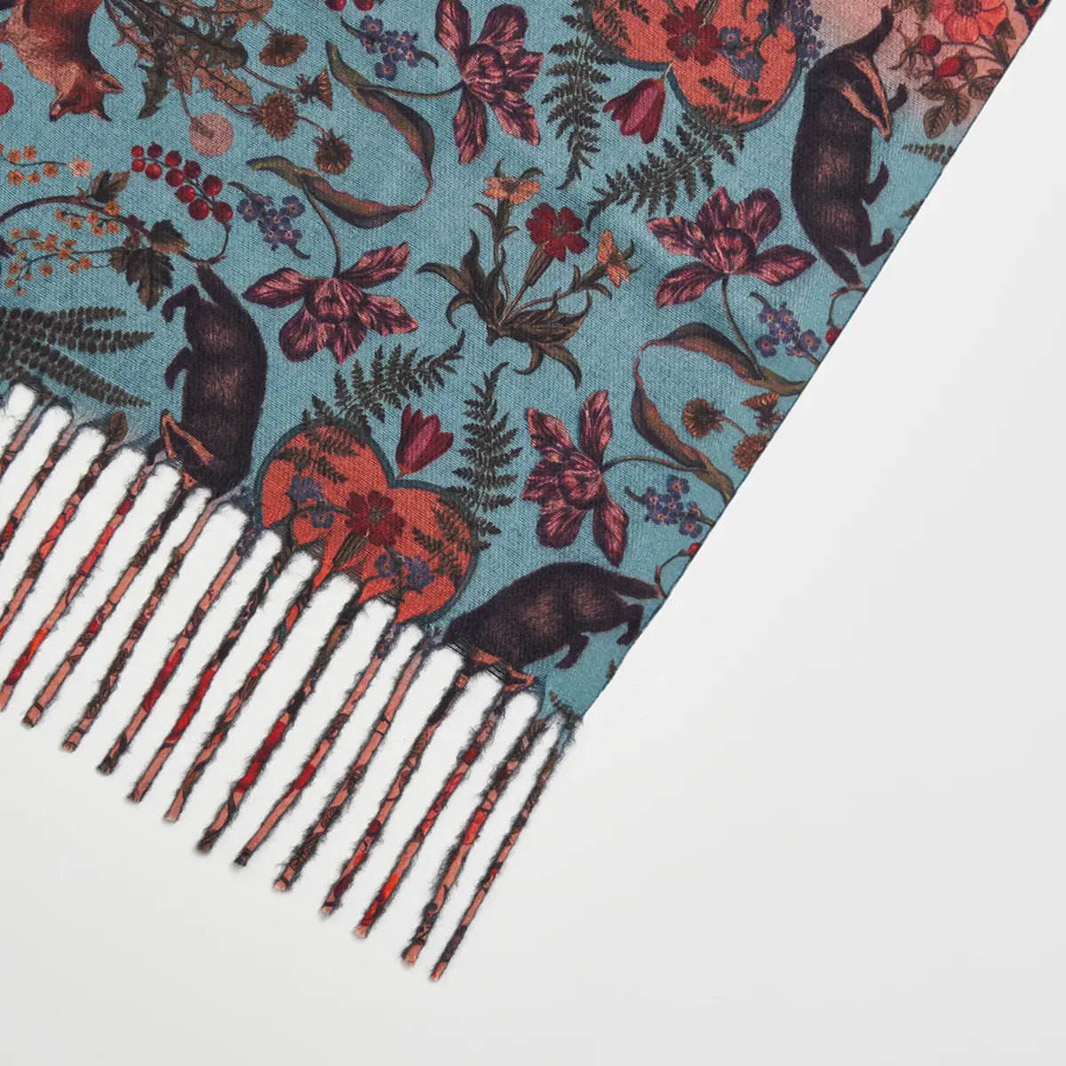 Folksy Fox Teal Scarf by Fable England