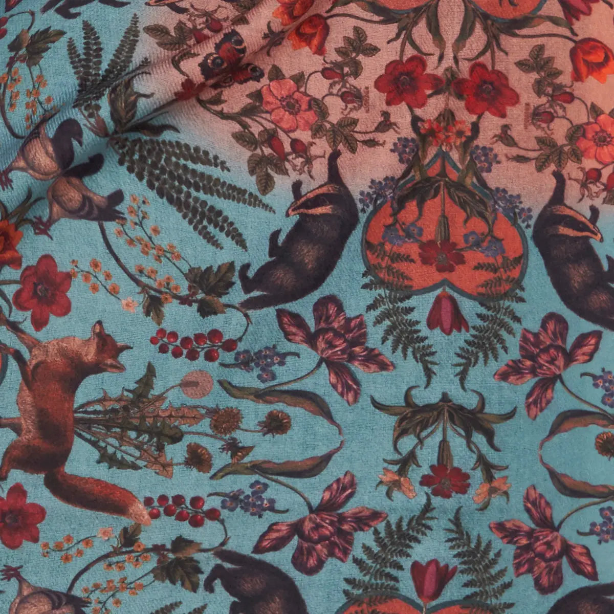 Folksy Fox Teal Scarf by Fable England