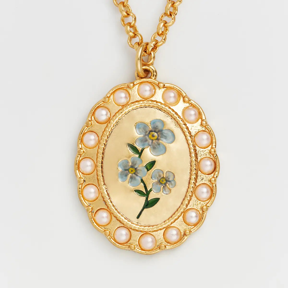 Forget Me Not Cameo Necklace by Fable England