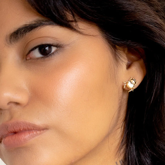 Fortune Beetle Studs - 18K Gold Plated