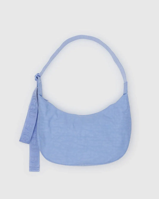 French Blue Medium Nylon Crescent Baggu Bag