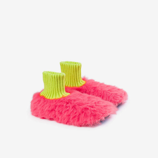 Fuchsia Furry Sock Slippers
