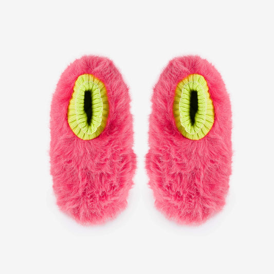 Fuchsia Furry Sock Slippers