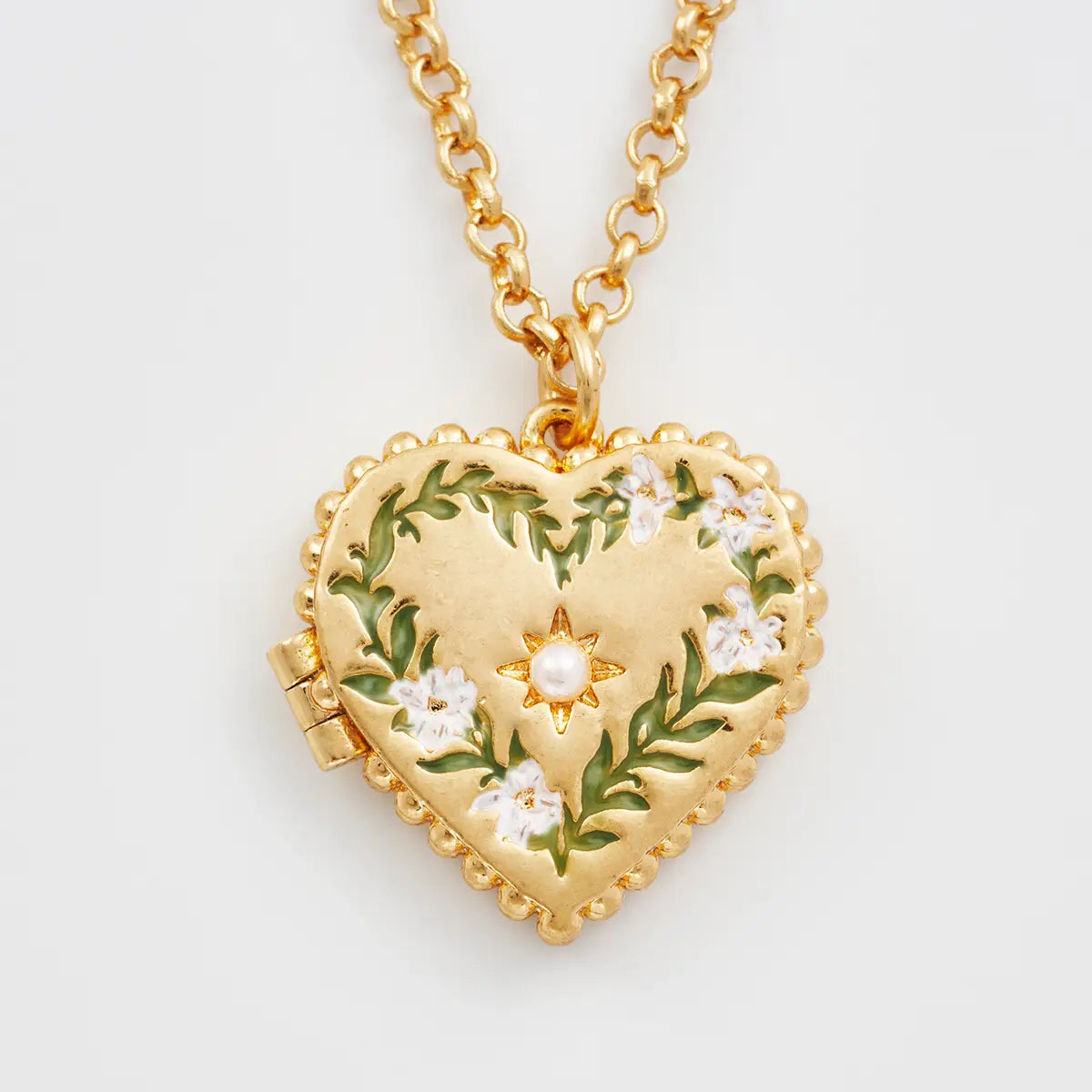 Gaia Lily Heart Locket Necklace by Fable England