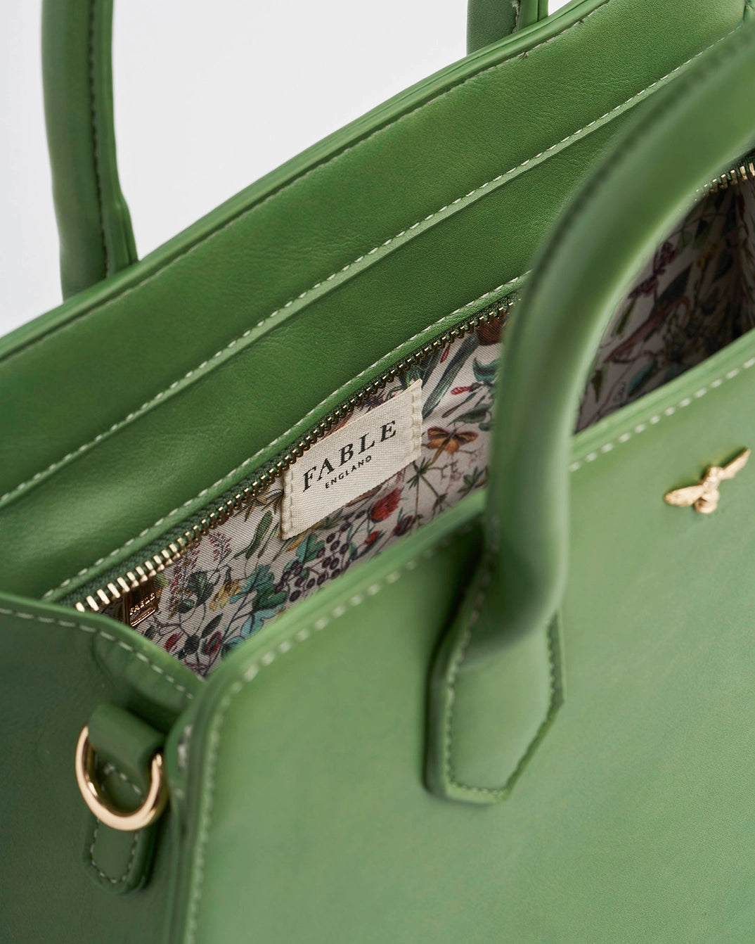 Garden Floral Green Structured Tote by Fable England