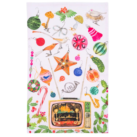 Gather Round the Yule Log Tea Towel by Betsy St. Clair