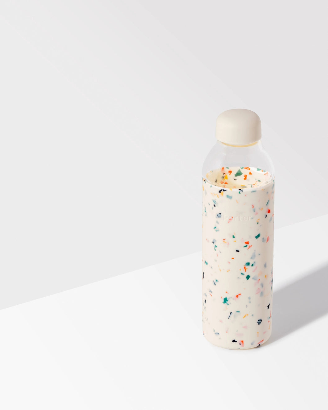 Glass Water Bottle Cream Terrazzo