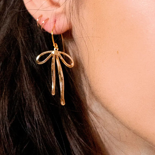 Gold Bad To the Bow Earrings