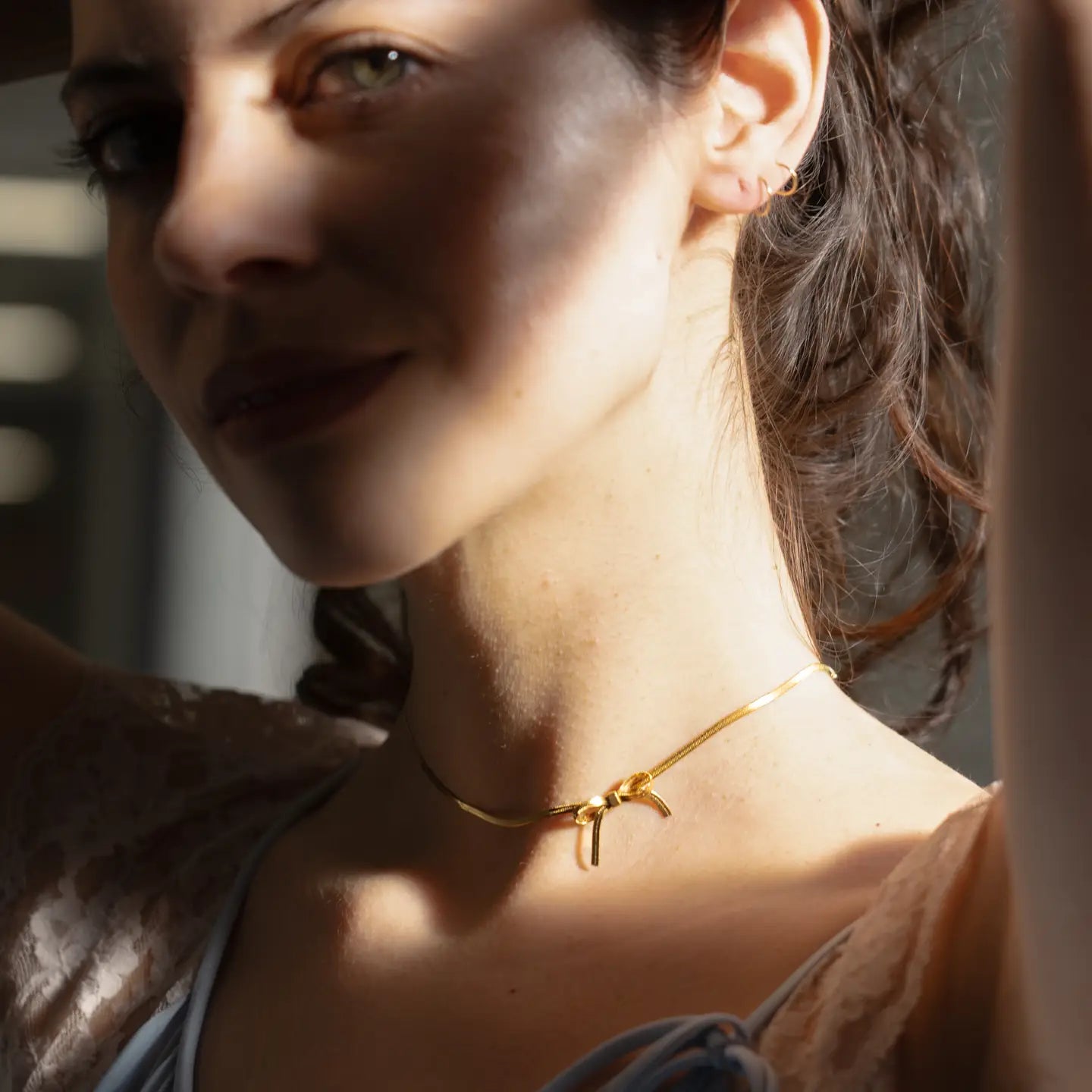 Gold Bow Peep Choker