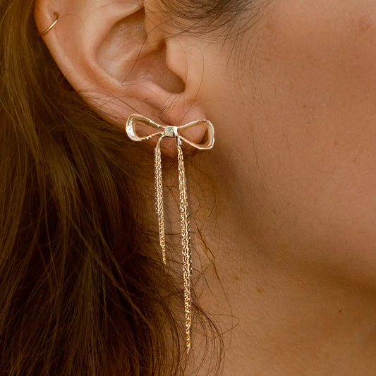 Gold Disco Bow Stud