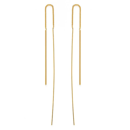 Gold Needle and Thread Earrings