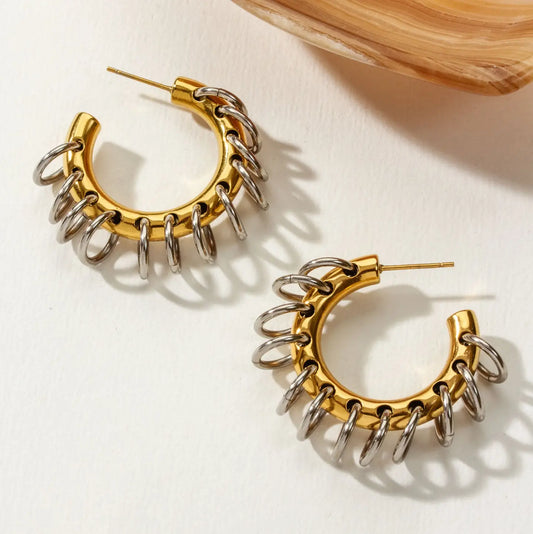 Golden Eclipse Vertebrae Hoop Earring