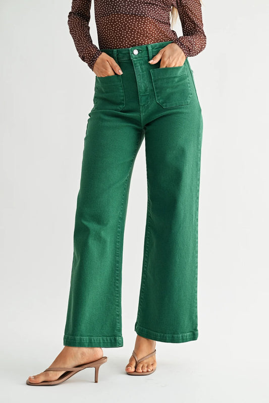 Green Sailor Pocket Wide Leg