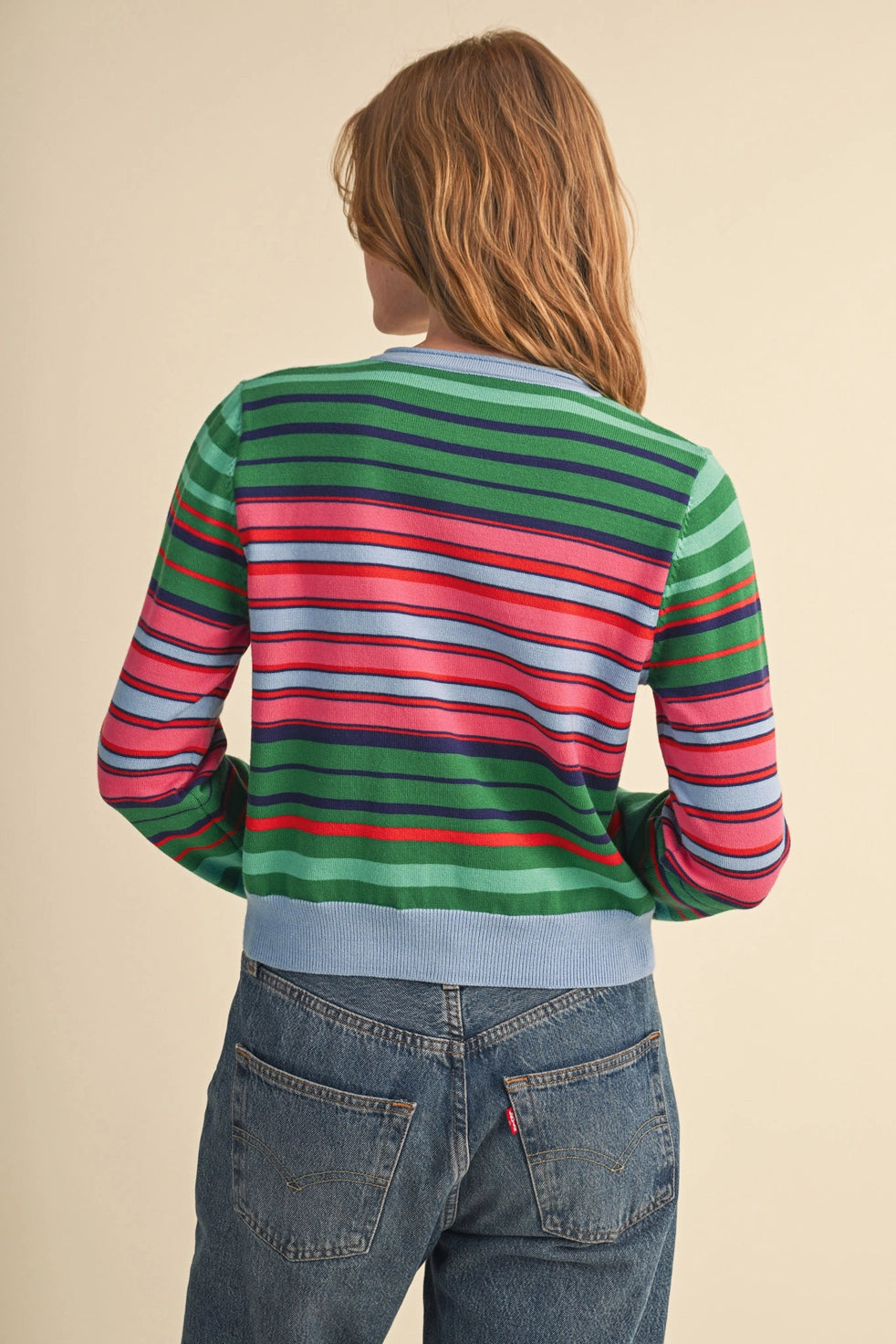 Green & Pink Mix Stripe Cardigan